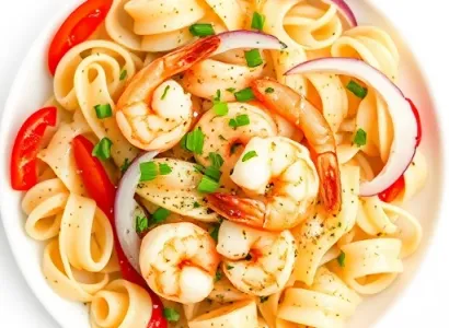 Salade de pâtes avec crevettes