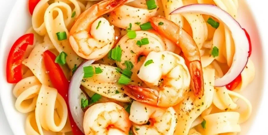 Salade de pâtes avec crevettes