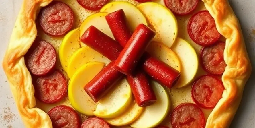 Tarte aux pommes et saucisses