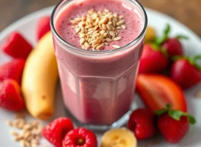 Smoothie de fruits rouges et banane