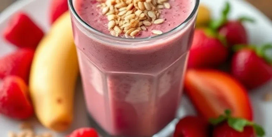 Smoothie de fruits rouges et banane