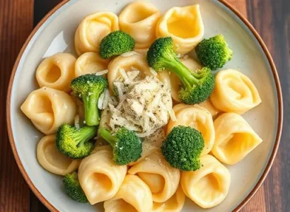 Brocolis et tortellinis Alfredo