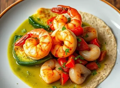 Enchiladas de crevettes poblano