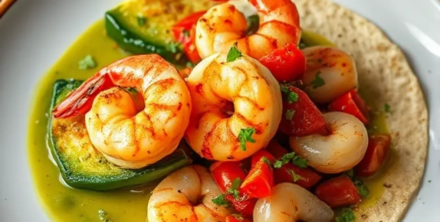 Enchiladas de crevettes poblano