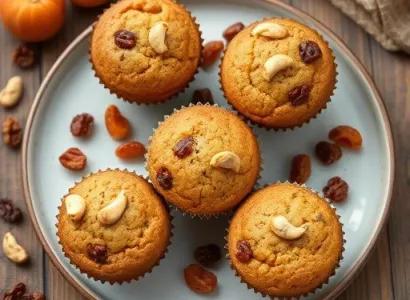Muffins à l'abricot et raisin avec topping de cashew
