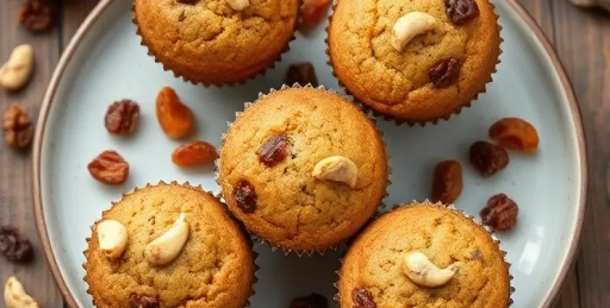 Muffins à l'abricot et raisin avec topping de cashew