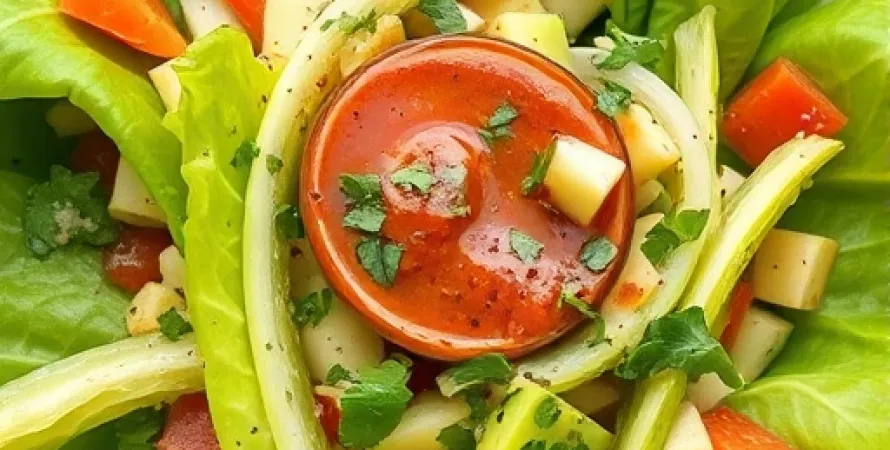 Salade de légumes dans des feuilles de laitue