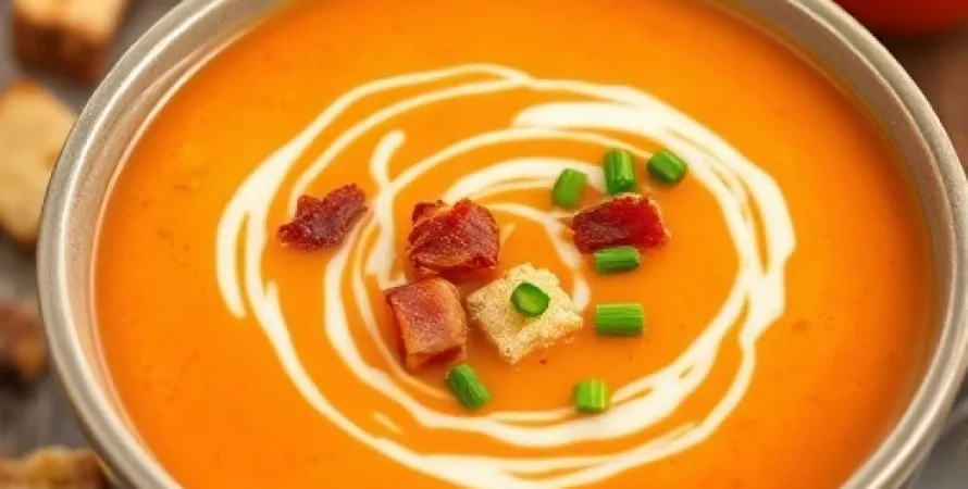 Bisque de tomate aux croûtons d'ail