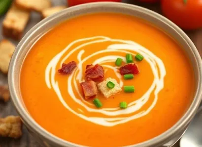 Bisque de tomate aux croûtons d'ail