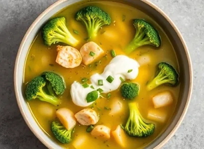 Potage de brocolis et poireaux