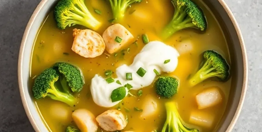 Potage de brocolis et poireaux