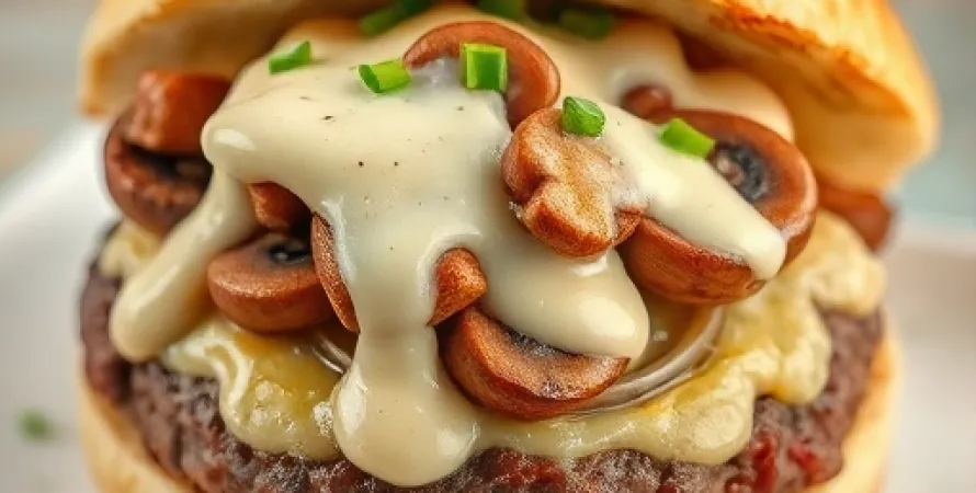 Burgers de boeuf aux champignons et oignons