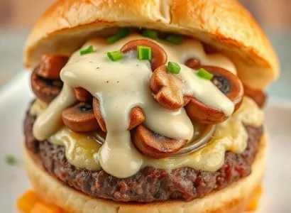 Burgers de boeuf aux champignons et oignons
