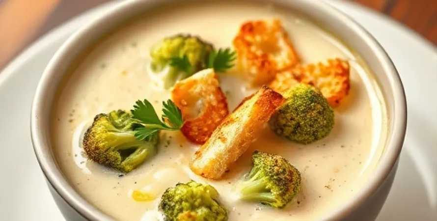 Potage de brocolis au fromage crémeux