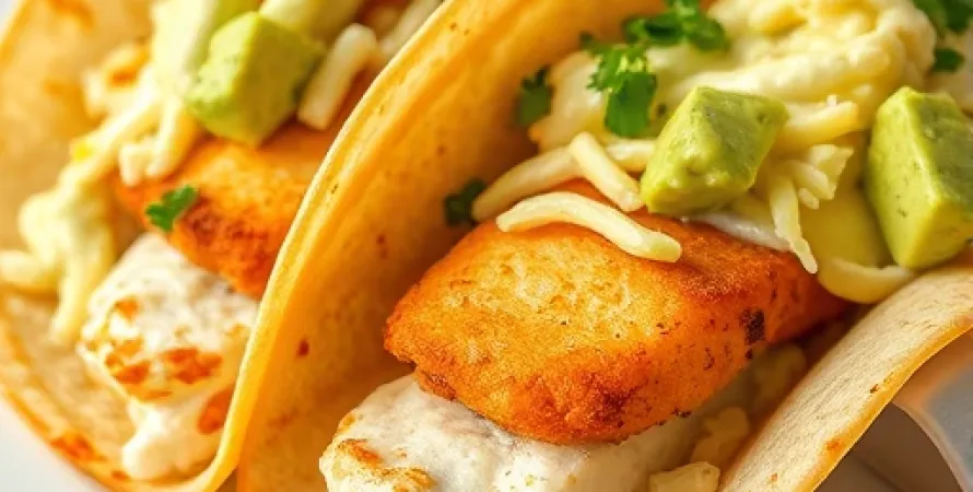 Tacos de poisson avec salade de chou et sauce avocat