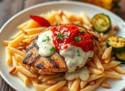 Poulet grillé au barbecue avec sauce poivron rouge