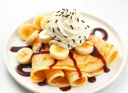 Crepes aux bananes et glace