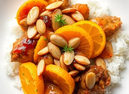Poulet aux amandes et à la marmelade d'orange