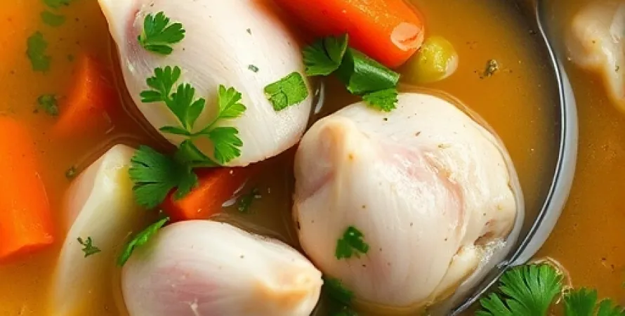 Potage de poulet à l'ail