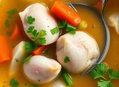 Potage de poulet à l'ail