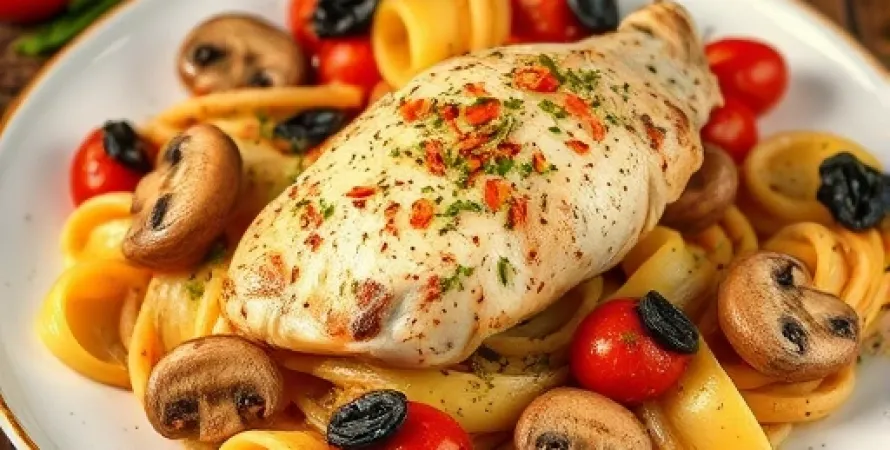 Poulet chasseur aux fusilli