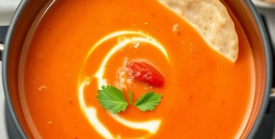 Soupe crémeuse de tomates avec tortillas