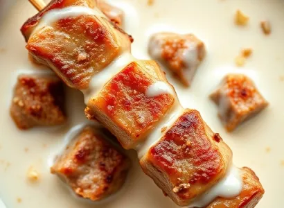 Brochettes de porc au lait