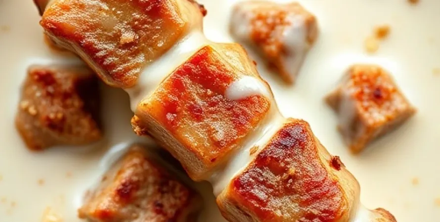 Brochettes de porc au lait