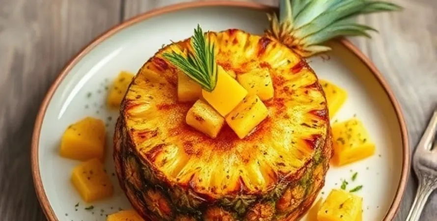 Ananas rôti au bourbon