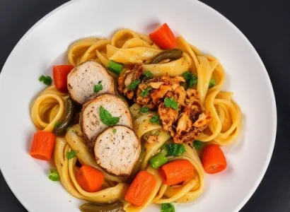 Pâtes au poulet pesto épicé