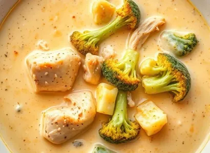 Soupe de poulet au brocoli et fromage