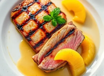 Steak de thon à la sauce ananas