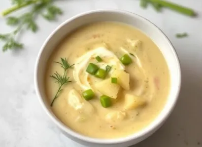 Potage d'avocat et de pommes de terre