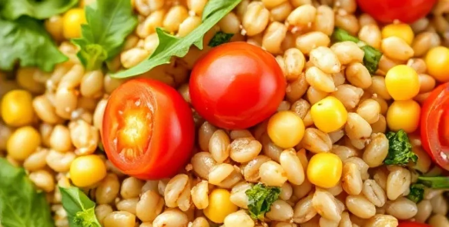 Salade d'orge, corn et tomates cerises