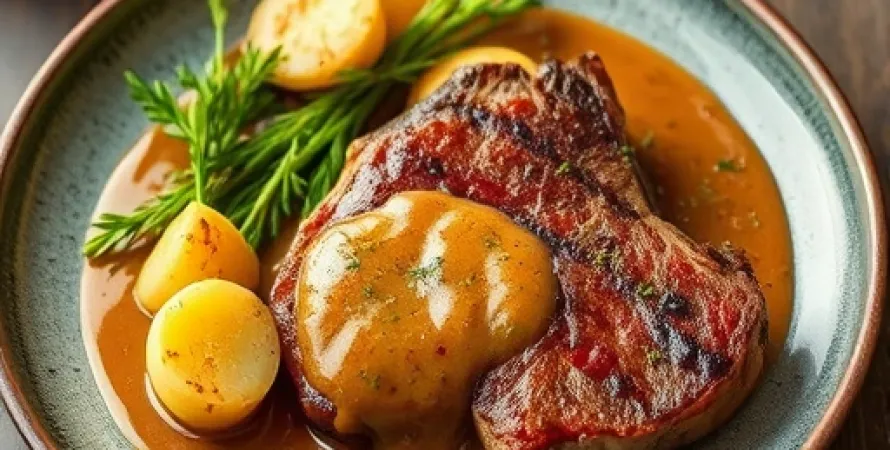 Steak haché à la sauce oignon