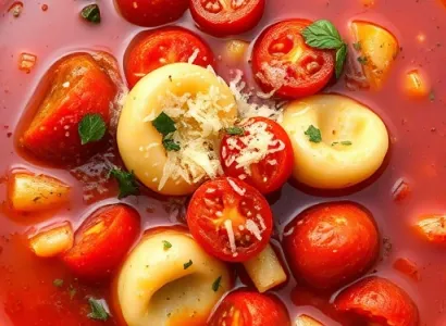Soupe aux tortellini et tomates
