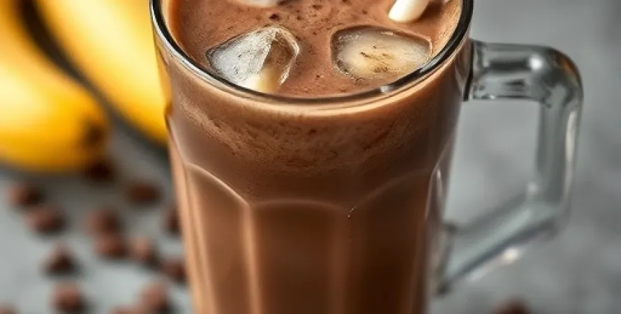 Boisson de petit-déjeuner au chocolat et banane