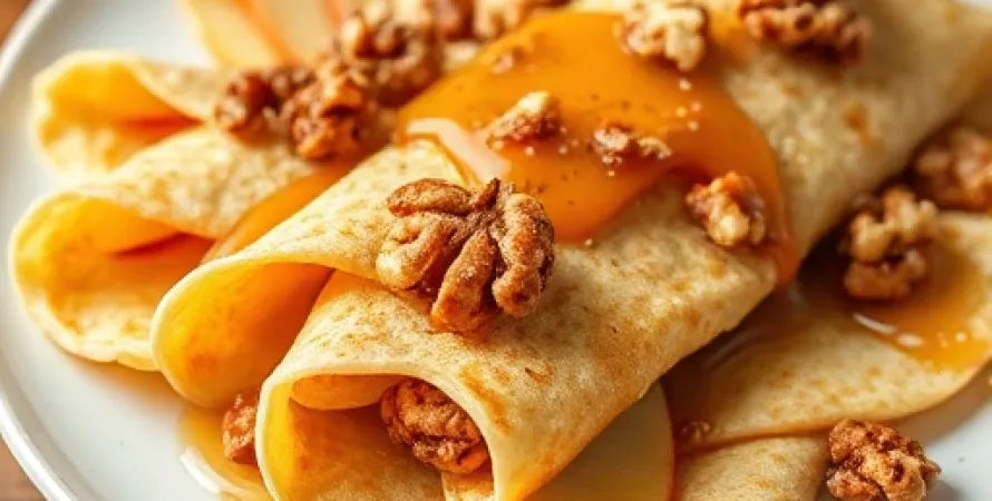 Crêpes aux pommes et noix
