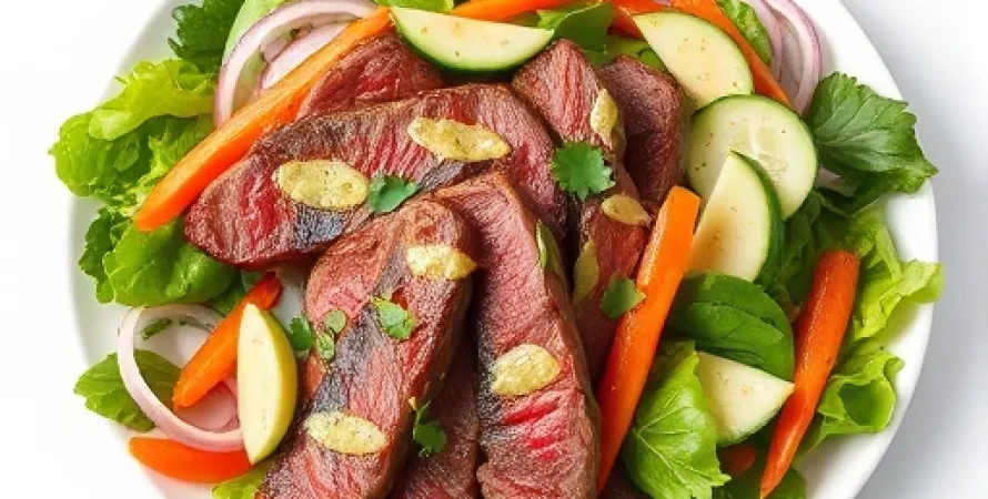 Salade de steak avec ail et moutarde