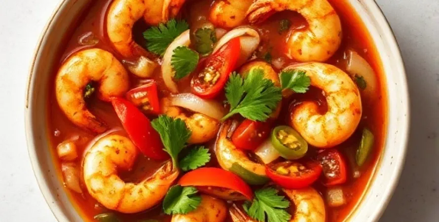 Gazpacho aux crevettes sautées