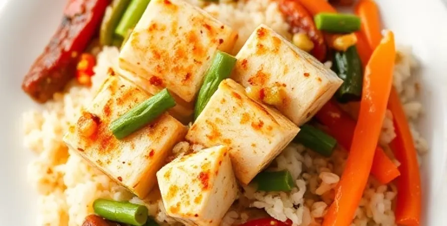 Tofu au riz et légumes