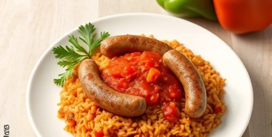 Riz rouge aux saucisses