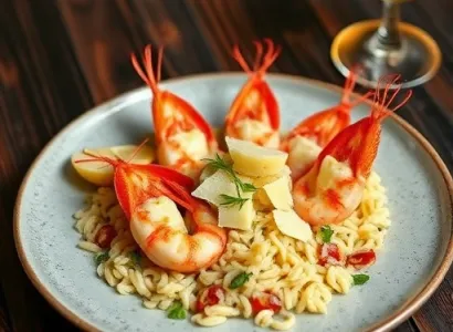 Crevettes aux échalotes et orzo