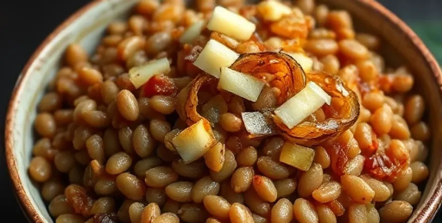 Lentilles aux oignons frits