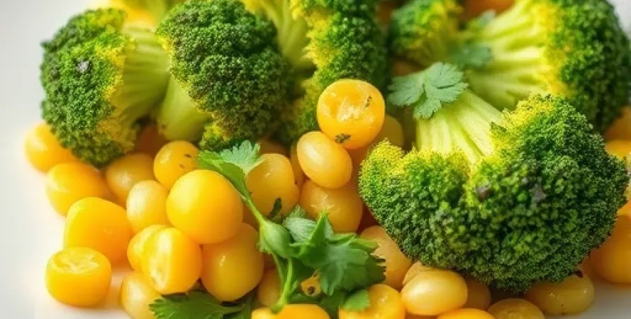 Brocolis et maïs vapeur aux herbes