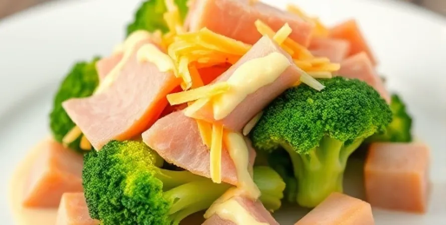 Salade de brocolis, jambon et fromage