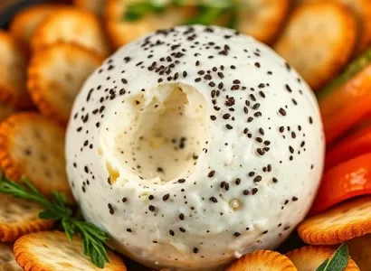 Boule de fromage au poivre et graines de lin