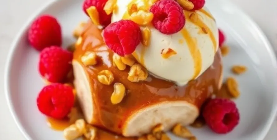 Sundae aux framboises et noix de cashew