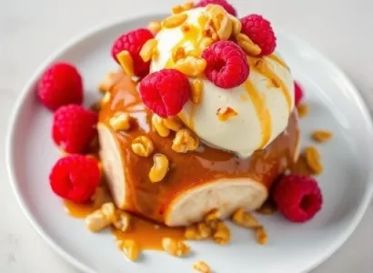 Sundae aux framboises et noix de cashew