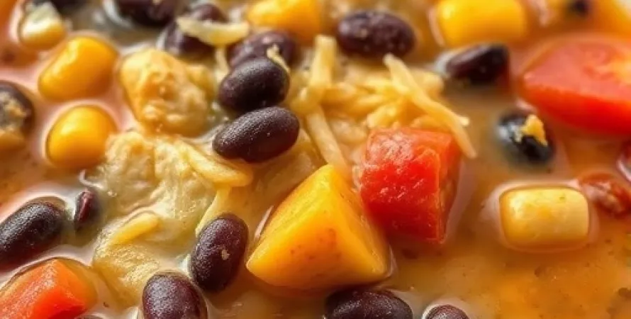 Soupe de poulet aux haricots noirs et maïs